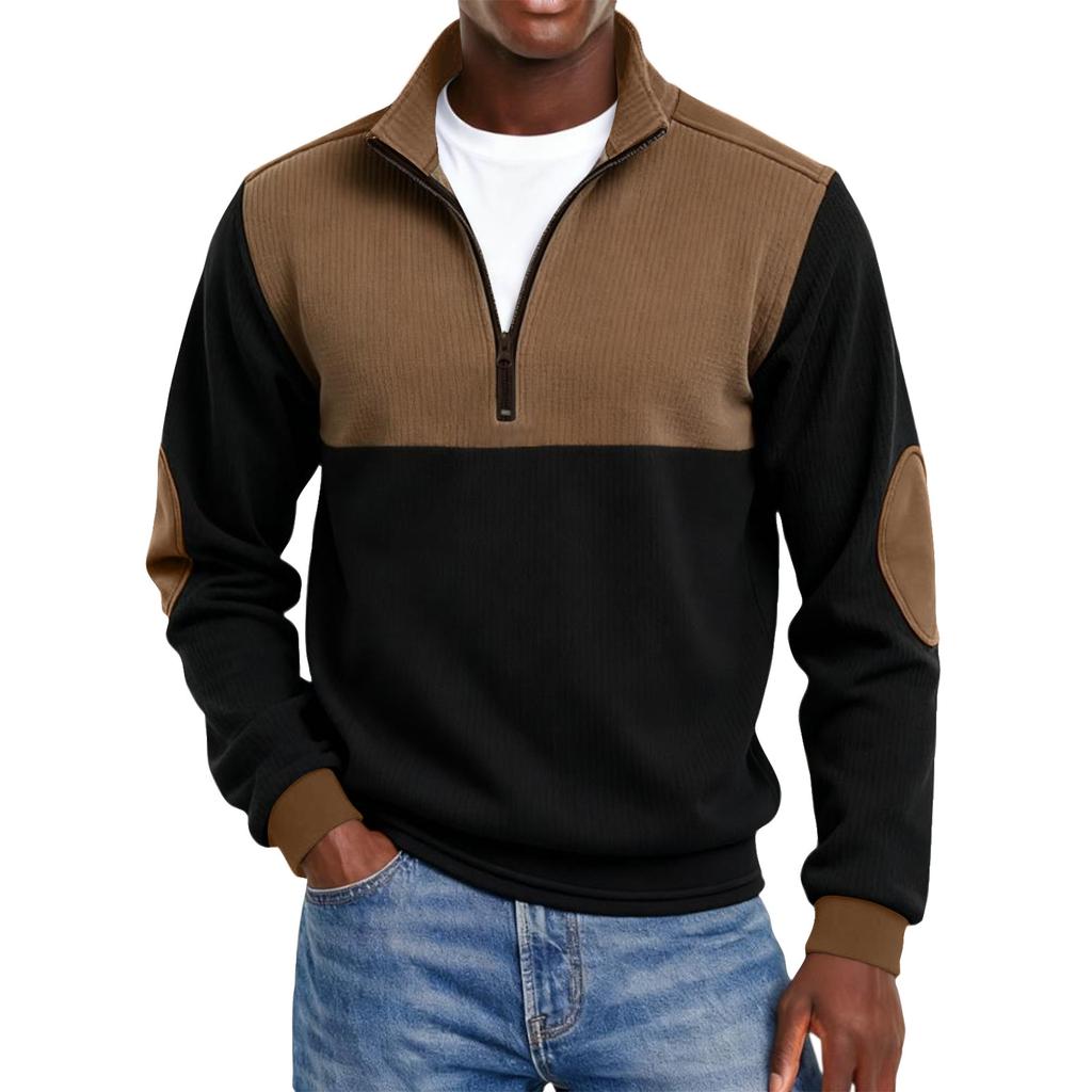 Herre Colorblock Halv Glidelås Ståkrage Genser Herre Sport Stor Størrelse Casual Ståkrage Genser