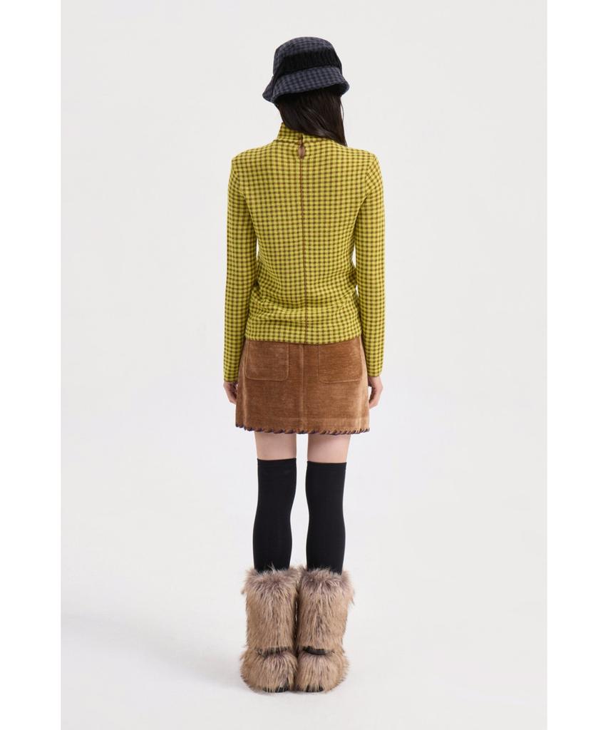 LUCKY CHOUETTE Gingham Check High Neck Knit Pullover (Yellow) Lfwaw25310Yex