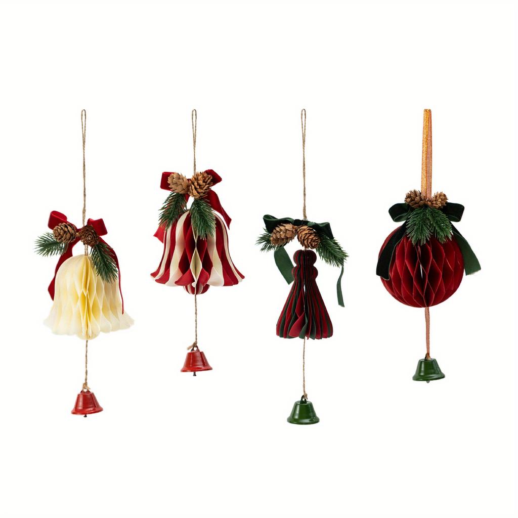 1Pc Christmas Honeycomb Bell Pendant Crafts Christmas Tree Decoration, Suitable for Outdoor Courtyard Festival Ceremony Decoration