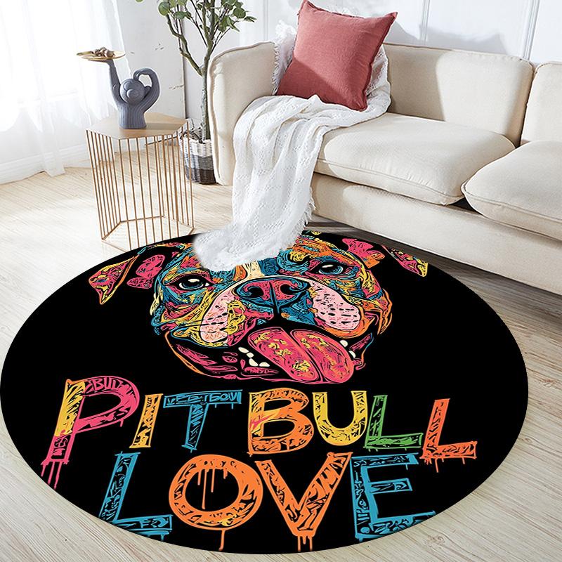 Artistic Dog  Round Area Rug,Carpet Rug for Living Room Bedroom Sofa Playroom Decor,Non-slip Floor Mat 80cmx80cm