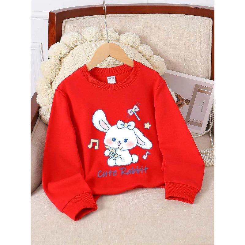 European Sizes Crewneck Sweatshirt for Kids Featuring an Adorable Rabbit with a Bow And Wand,  Soft And Comfy Sports And Casual Wear