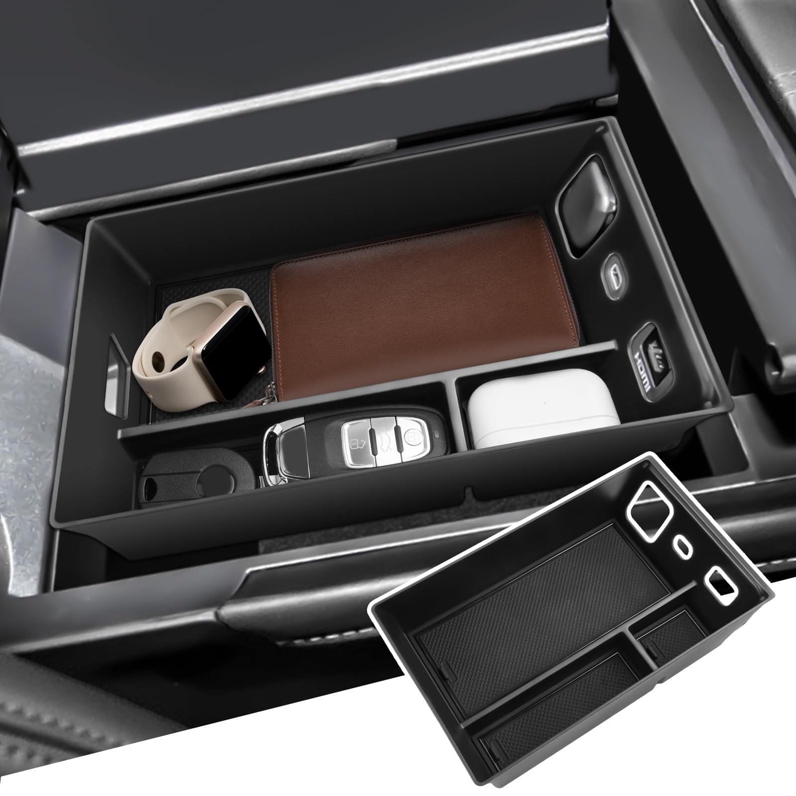 

BIBIBO Storage Box for the New Toyota 40 Console Box for Accessories and Small Includes Interior Parts Alphard/Vellfire Series, Items, Non-Slip Mat, чёрный