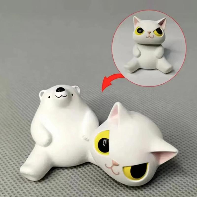 

6 животных, замаскированных под кошек: кошки, одетые в головные уборы, сиба-ину, морская свинка, креативные пейзажные фигурки, сделанные вручную белый