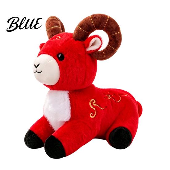 Soft Stuffed Animal Gift New Year Sheep Doll, of The Mascot Plush Toy, Auspicious Cloud Skin Friendly Lamb Pillow Embroidery, Red Cute for Chinese