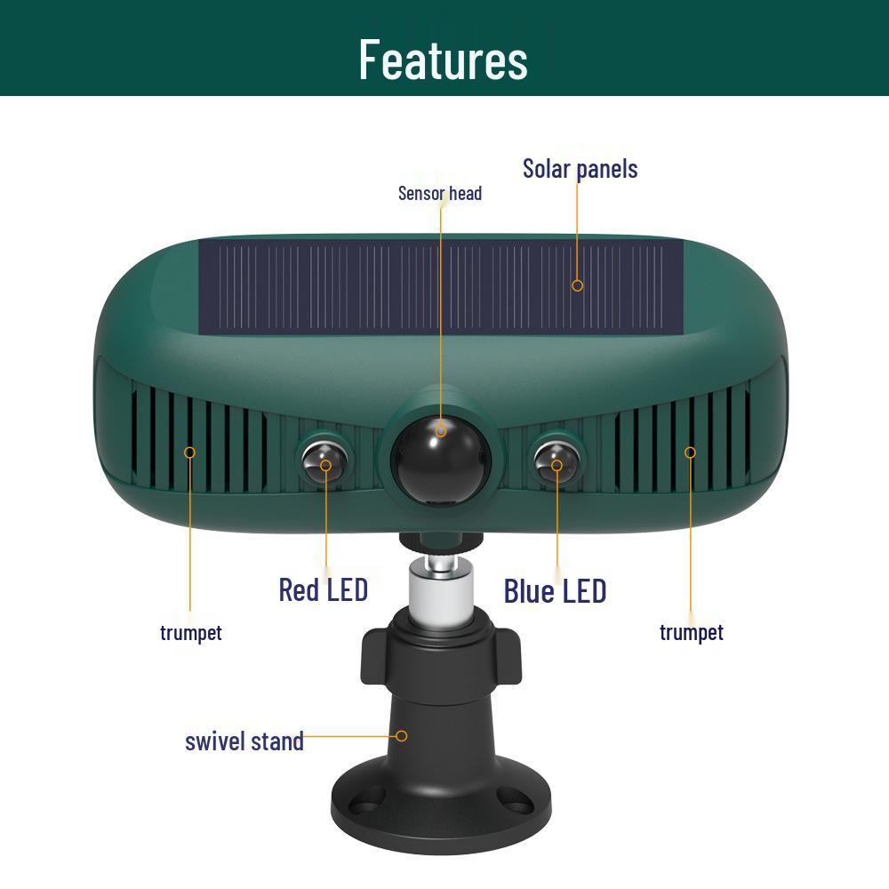 Solar Ultrasonic Alarm: Infrared Animal Deterrent for Wild Boar and Weasel.