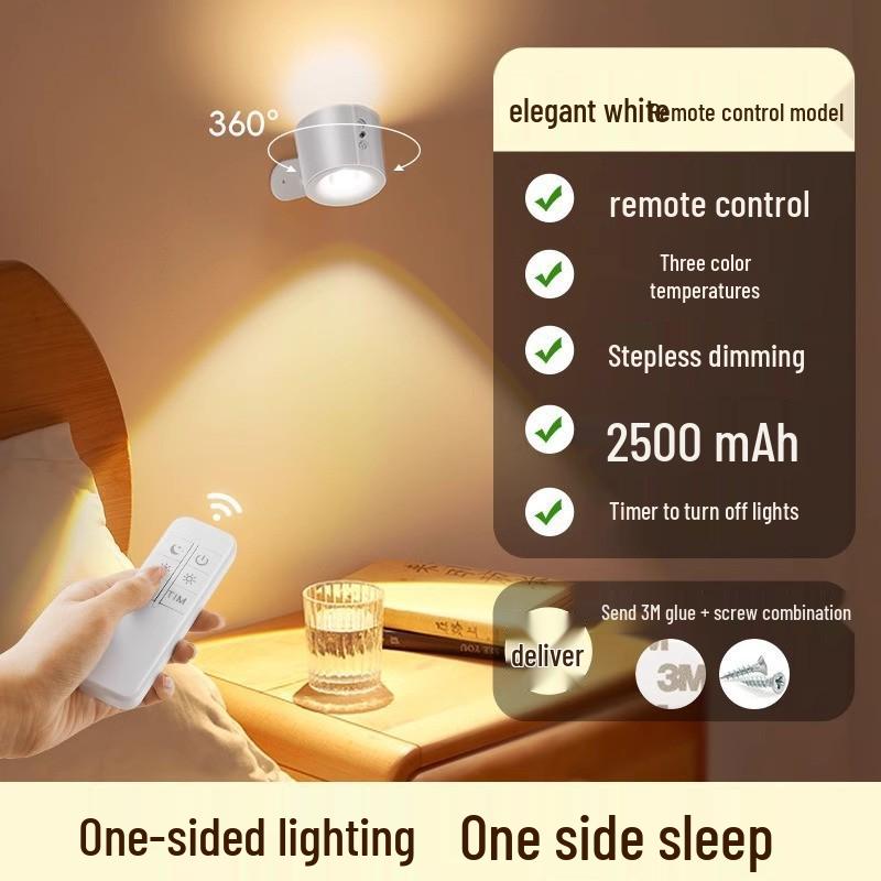 Portable LED Magnetic Wall Lamp – Easy Install, Adjustable Spotlight, Minimalist Design for Ambience and Reading.