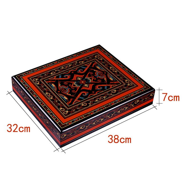Vintage Chinese Lacquer Jewelry Box Han Pattern Classical Wooden Gift Box Luxury Storage