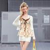 UNIFREE French Style Lace Trim Short Knit Cardigan