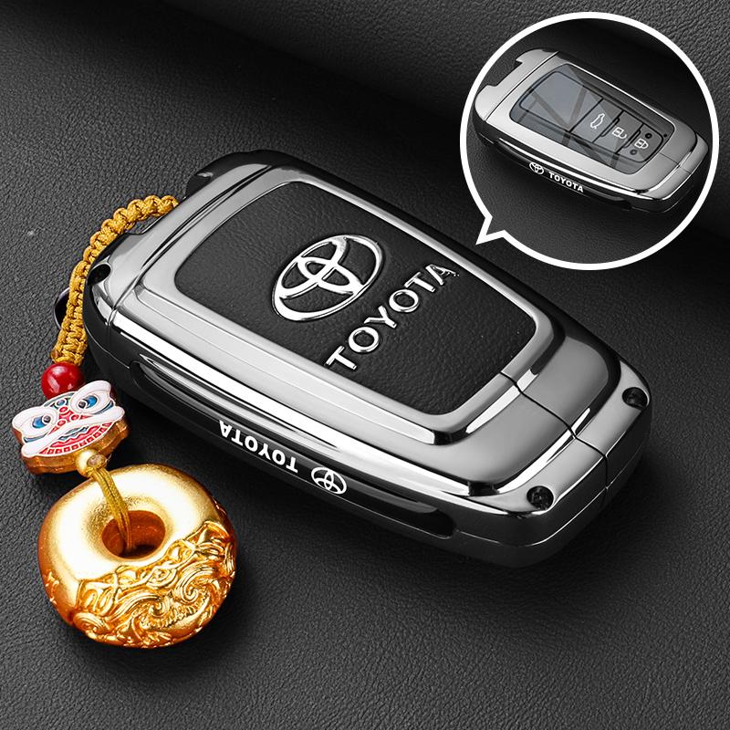 Leather Zinc Alloy Car Key Case for Toyota Corolla Hybrid 2021 Rav4 Land Cruiser Prado Camry Highlander Prius C-HR 2018+