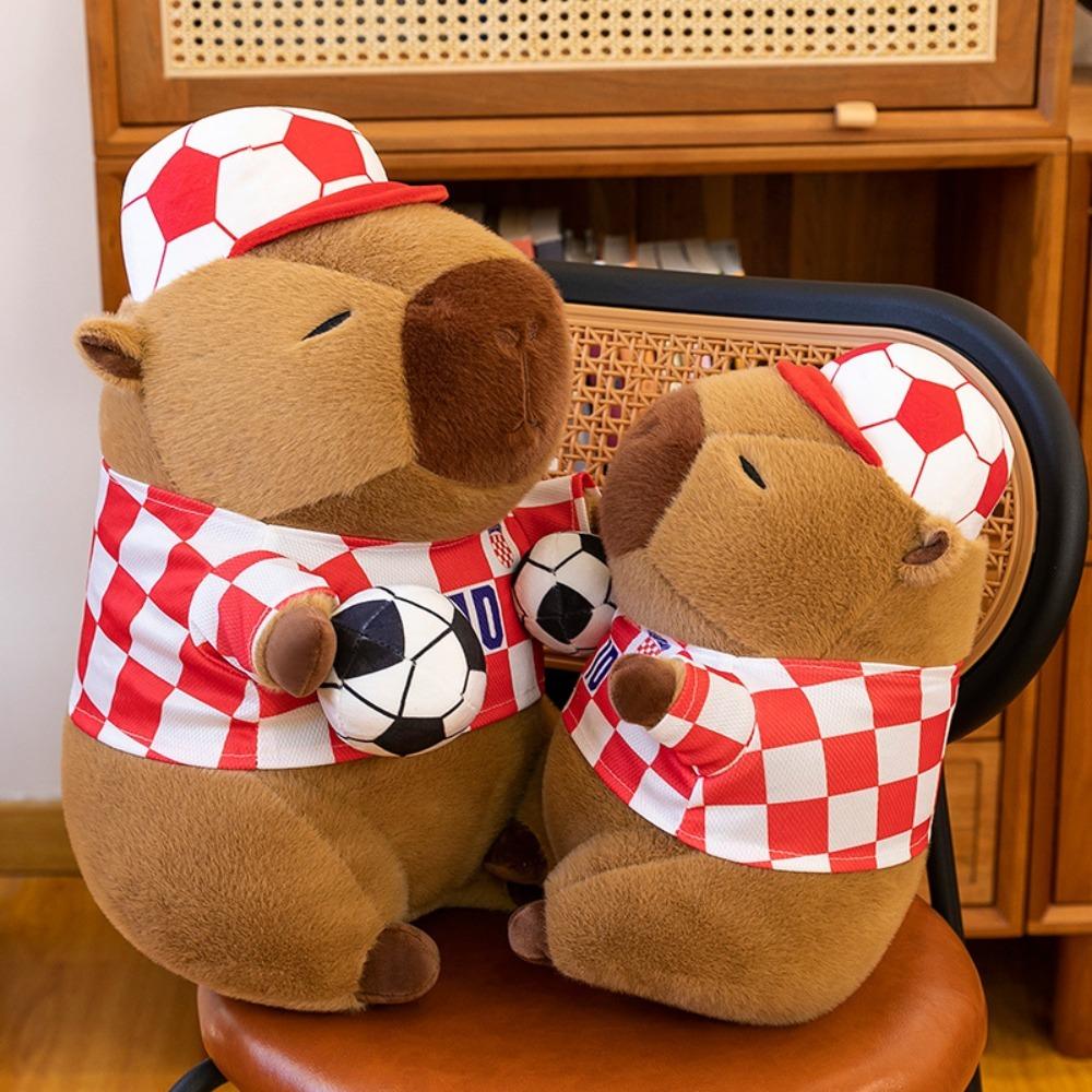Fluffy Football Capybara Plush Toy Sport Capybara Fluffty Doll Children Gift