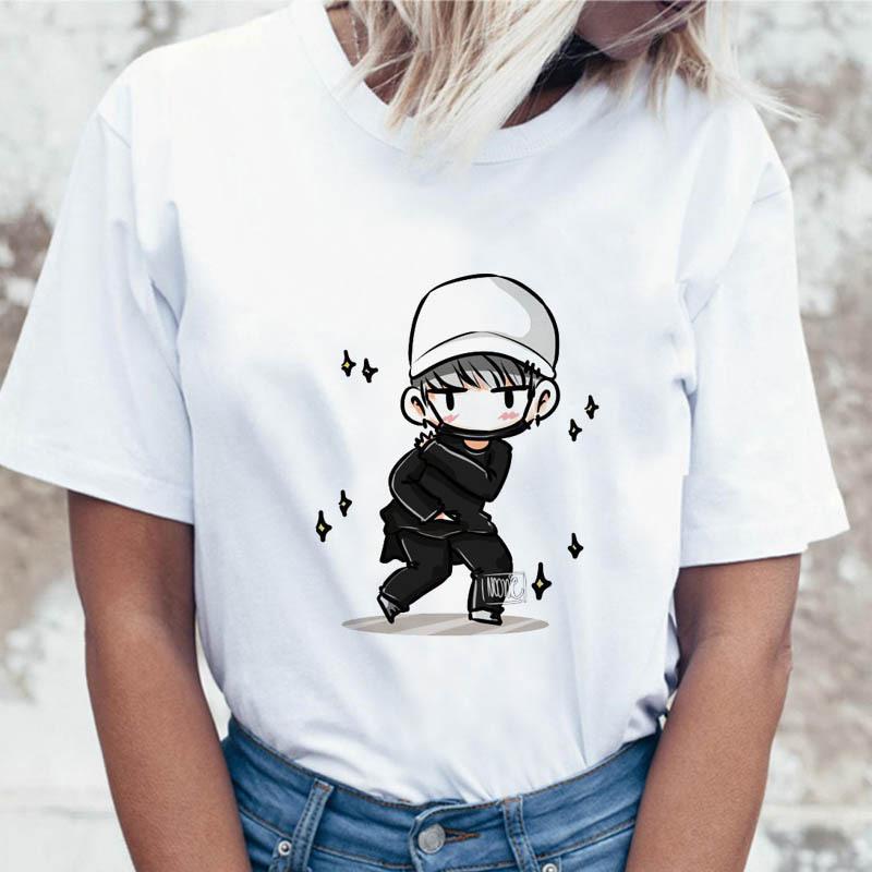 JIN SUGA J HOPE Women JIMIN V JUNGKOOK Top Kpop T Shirt Korean Pop Music Group Short Sleeve Shirt Funny Graphic Female Tee K-pop
