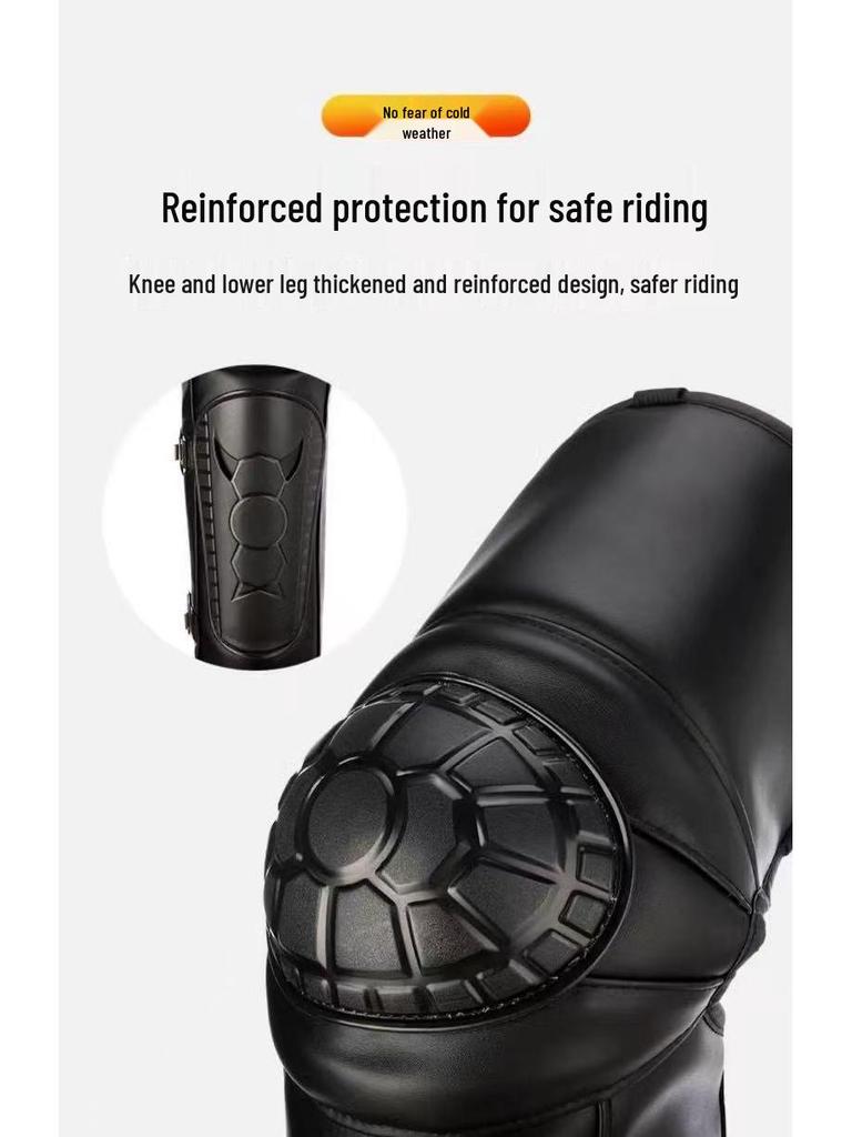 Winter Electric Motorcycle Knee Pads: Unisex Windproof, Thick, Warm, Cold Protection for Cycling.