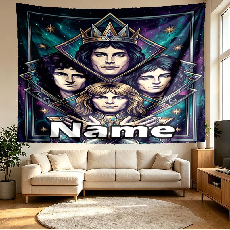 Custom Name Personalized Queen (band) Print Tapestry, Wall Art Decor, Bedroom, Dorm, Apartment, LivingRoom, Party Backdrop, Gift for Birthday