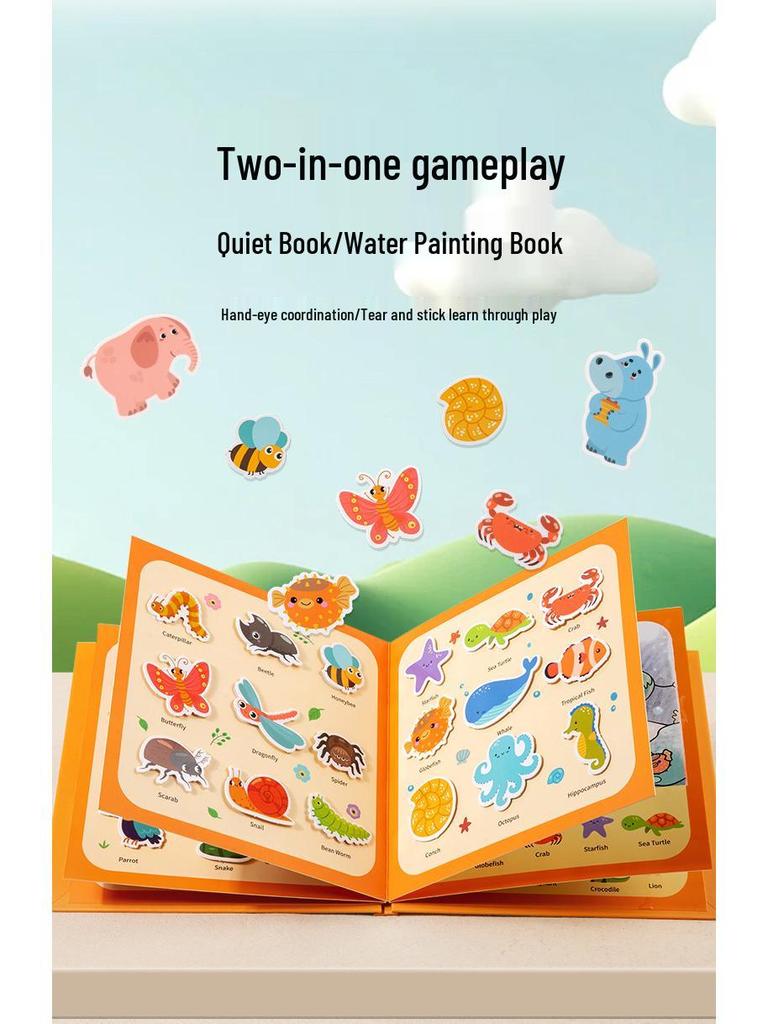 Children's Reusable Graffiti Quiet Book: Animals & Transportation Educational Toy for Toddlers
