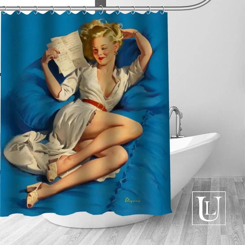 Big Sale New Custom pin up girl Modern Shower Curtain with Hooks bathroom Waterproof Polyester Fabric
