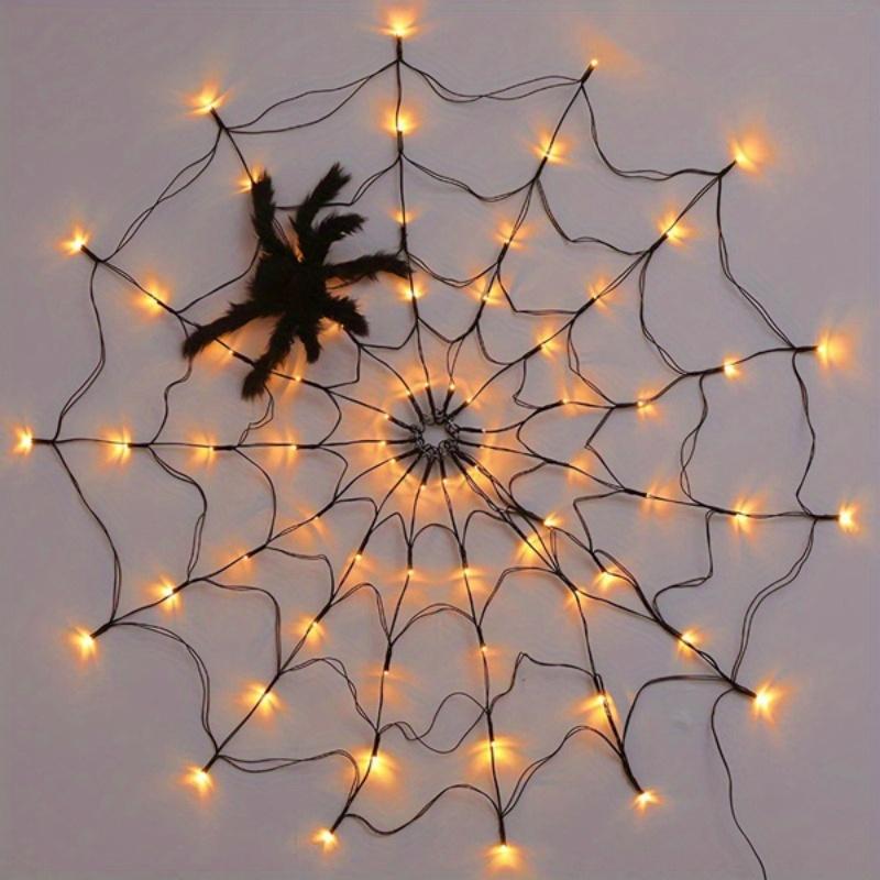 1pcs Spider Web Lights Purple Web Lights with Remote Control,Spider Web Decoration for Home Garden Indoor Outdoor Scary Theme