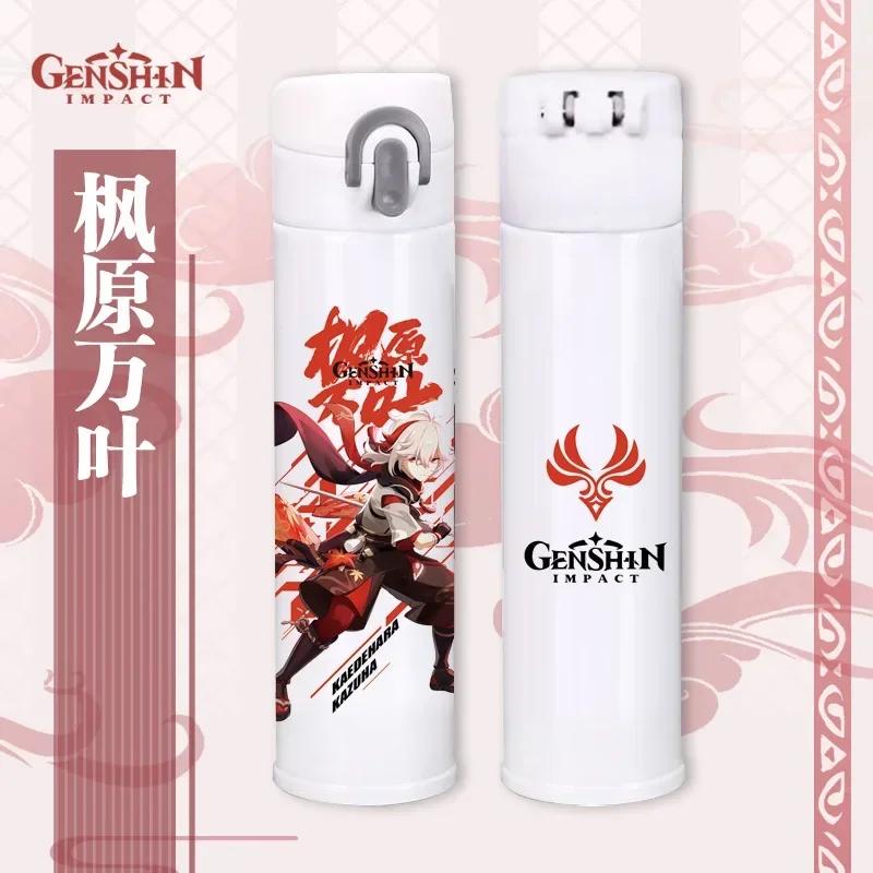 Genshin Thermos Cup Bottles Zhongli Beelzebul Genshin Impact Insulated Bottles Anime Coffee Water Cup Mug Vacuum Thermos Flask