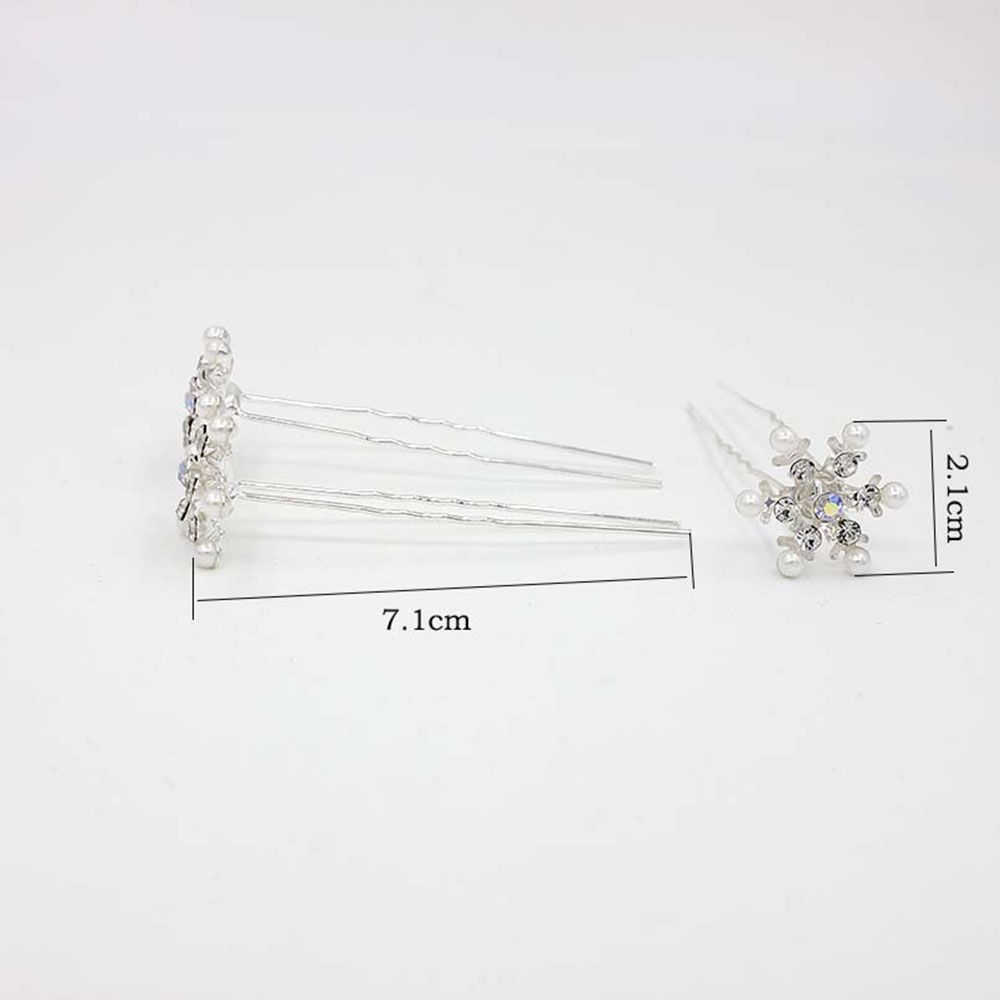 Delicate Snowflake Women Wedding Headwear Hair Pin Pearl Flower Crystal Rhinestone Hair Clips