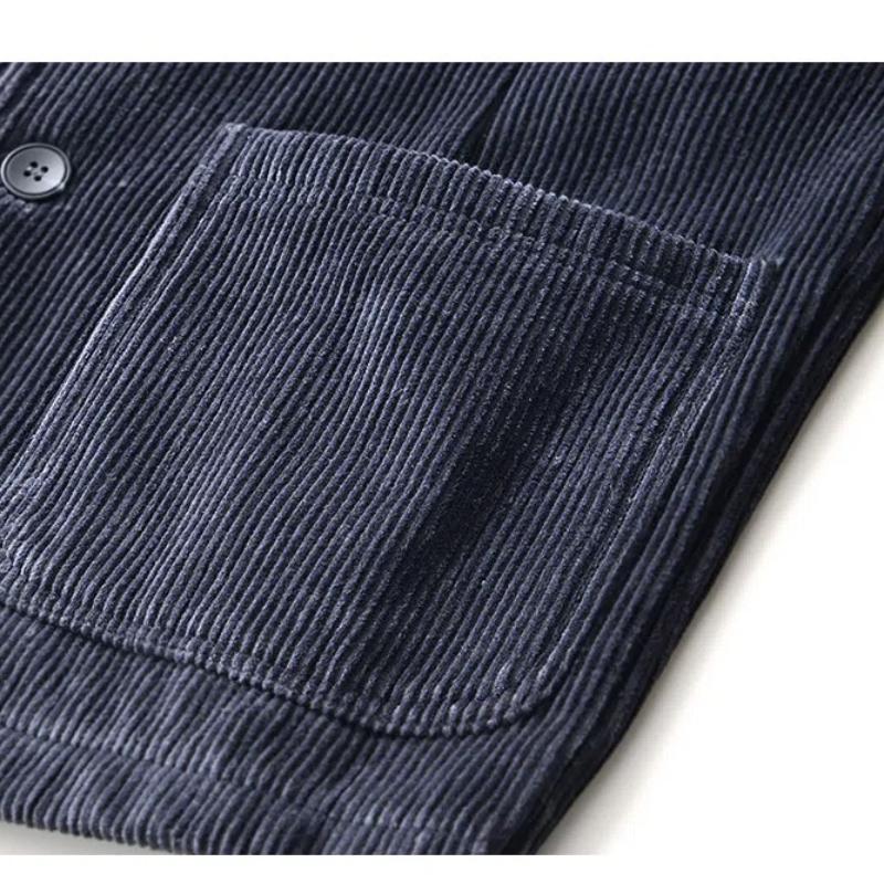 Warmer Mantel für Herbst und Winter für Herren, britische Anzüge und Blazer, Cord-Fleecejacke, einfarbig, einfacher Stil, dicke Jacken