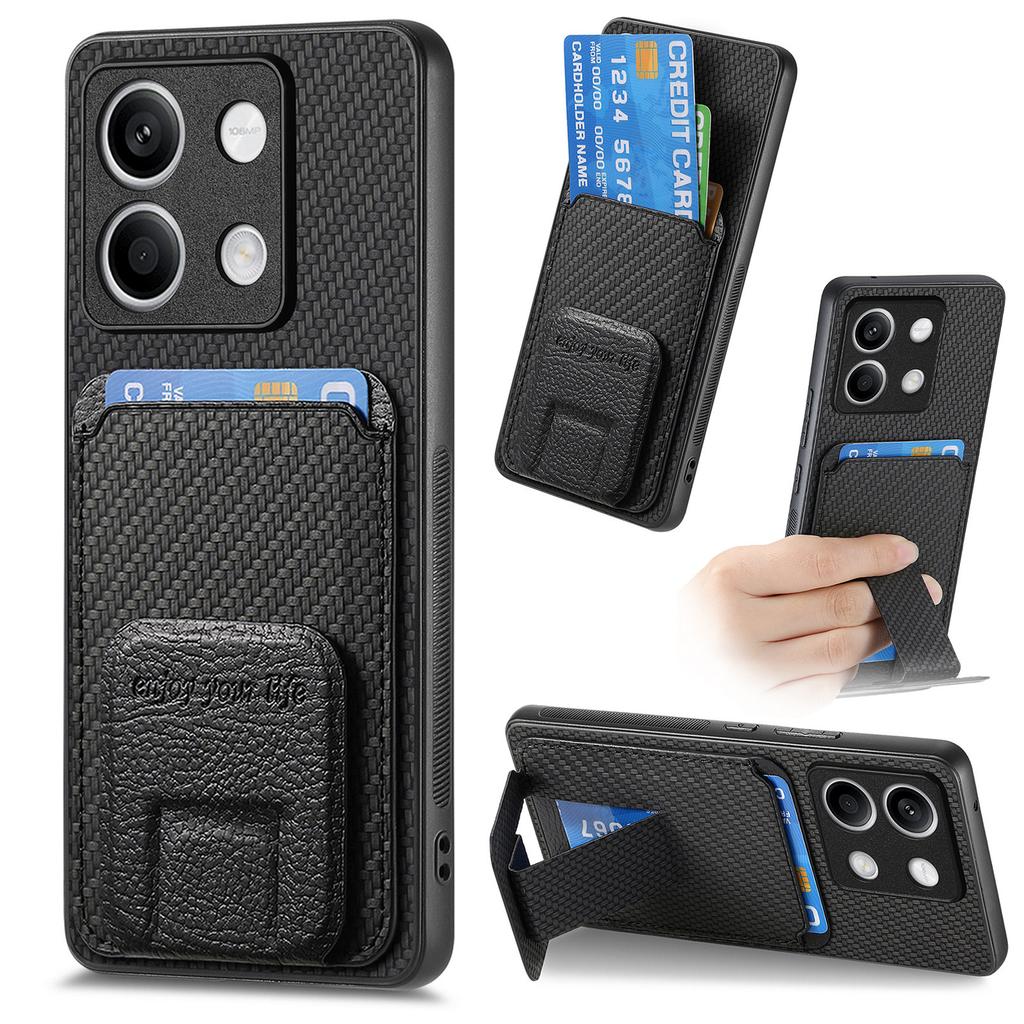 C1-11 for Xiaomi Redmi Note 13 5G Case Carbon Fiber Texture Leather Coated TPU Card Slot Phone Cover