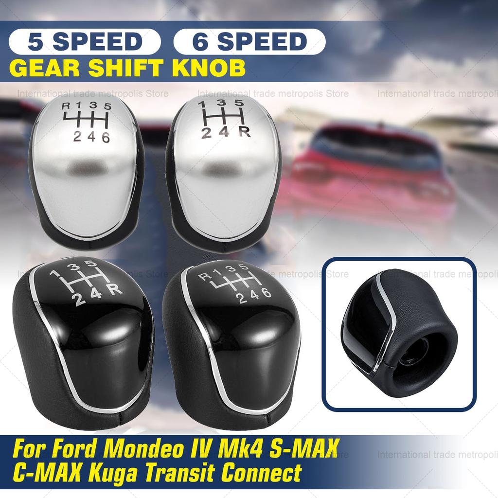 5/6Speed Car Leather Gear Shift Knob for Ford S-Max C-Max Kuga Galaxy Mondeo4 Mk4 Transit Tourneo Connect Focus Auto Accessories