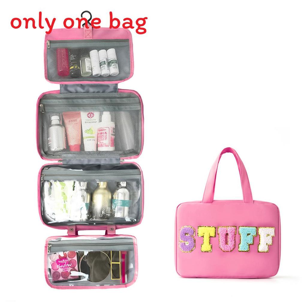 Polyester Travel Toiletry Bag With Dry Wet Separation And Hanging Design For Home And Travel Use