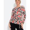 True Foreign Trade Original Order European Mom Plus Size Comfortable Rayon Women Spring and Autumn New Slim Fit Print Long Sleeve Round-neck Shirt