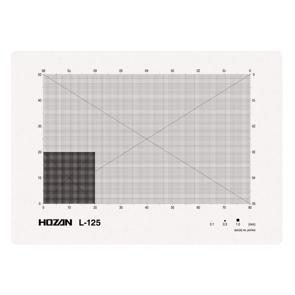 HOZAN L-125 Scale Sheet, Square Gauge, for Checking and Measuring the Size of Small Parts, Dimensions: 75 X 105mm