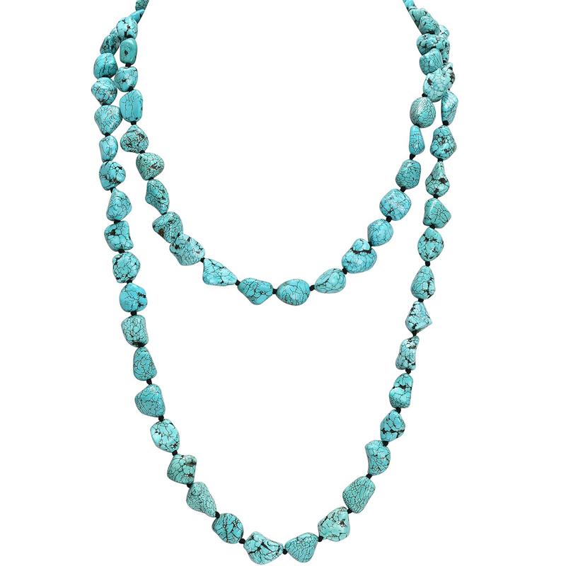 Collana Lunga Infinita con Perline Turchesi per Donne Ragazze Adolescenti Boho Lunga Annodata Pietra Collane Multifiilo Stratificate Gioielli Fatti a Mano