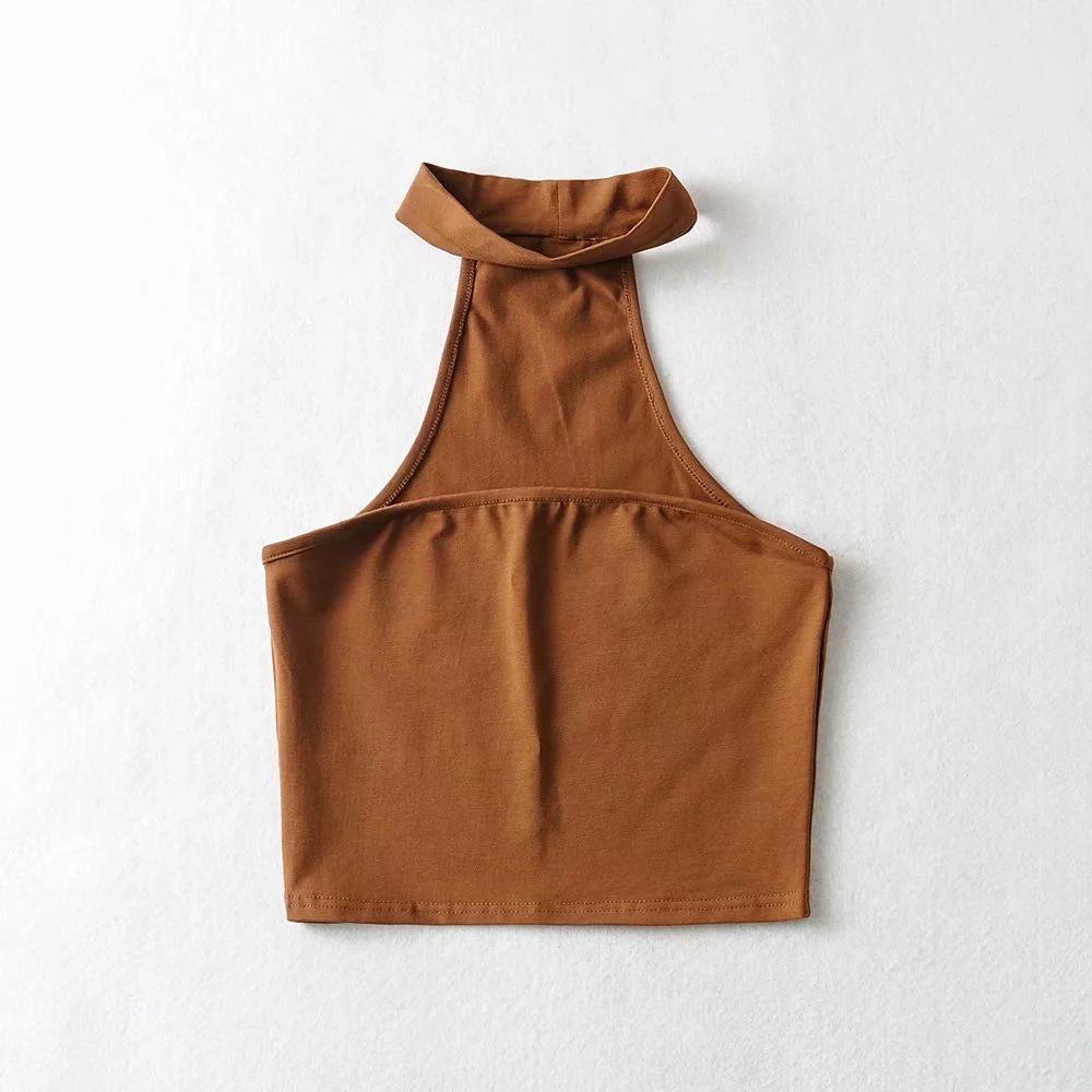 

YPFF Сладкий и сексуальный топ-халтер с запахом и открытыми плечами Small коричневый