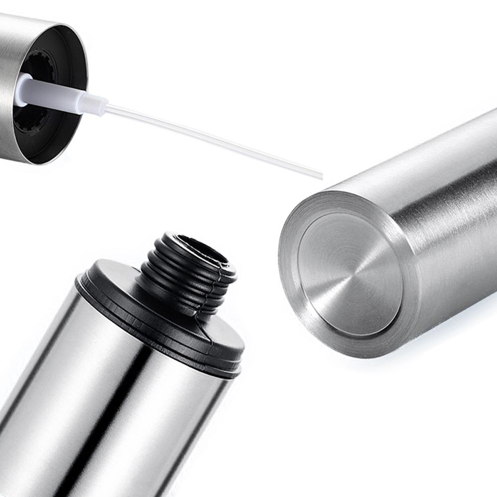 Silver Olive Oil Sprayer Bottle Stainless Steel Pump Oil Dispenser for Cooking Frying Grilling
