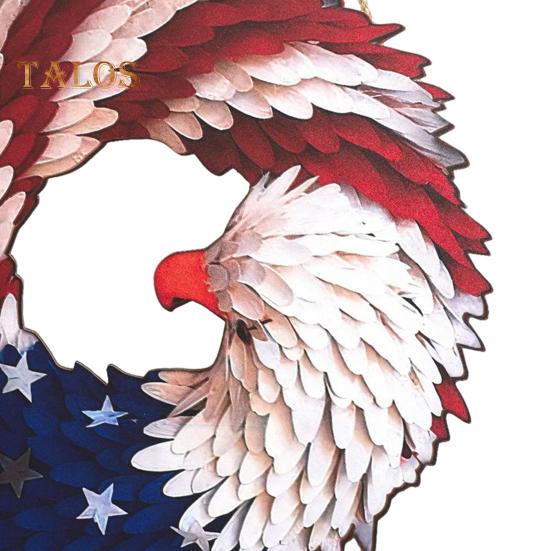 Renewed Wings Wreath Independence Day Decoration with Lanyard Easy To Hang Waterproof Door Sign Front Door Ornament