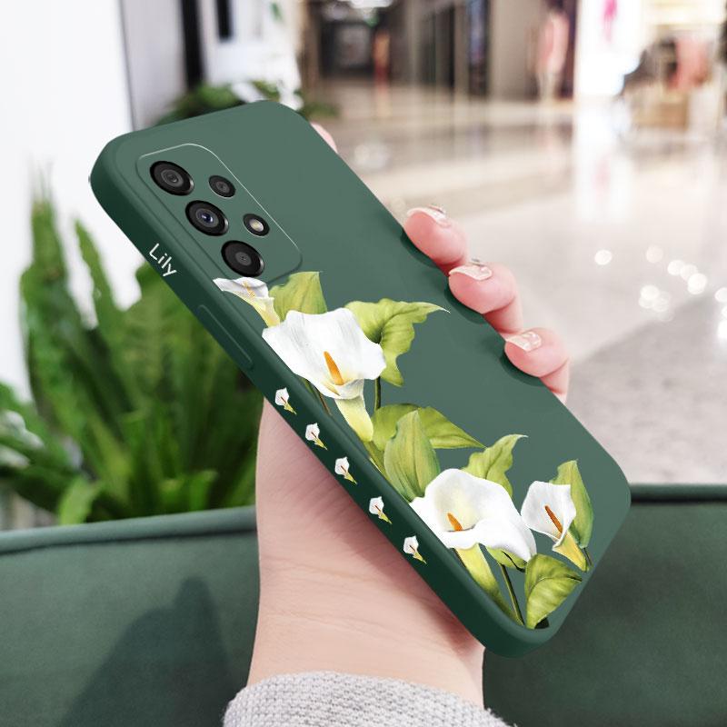 

Green Lily Phone Case For Samsung A16 A06 A73 A53 A33 A23 A15 A25 A35 A55 A13 A03S A04 A04S A72 A52S A32 A22 A12 4G 5G Samsung A55 5G темно-зеленого