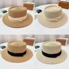 Fashion French Style Flat Top Straw Hat Beach Sun Hat Travel Vocation Women 2026 Summer Straw Hat