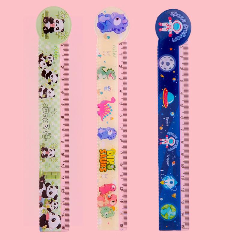 15cm Transparent Cartoon Ruler with Wavy Edge - Cute Plastic Drawing Scale for Students