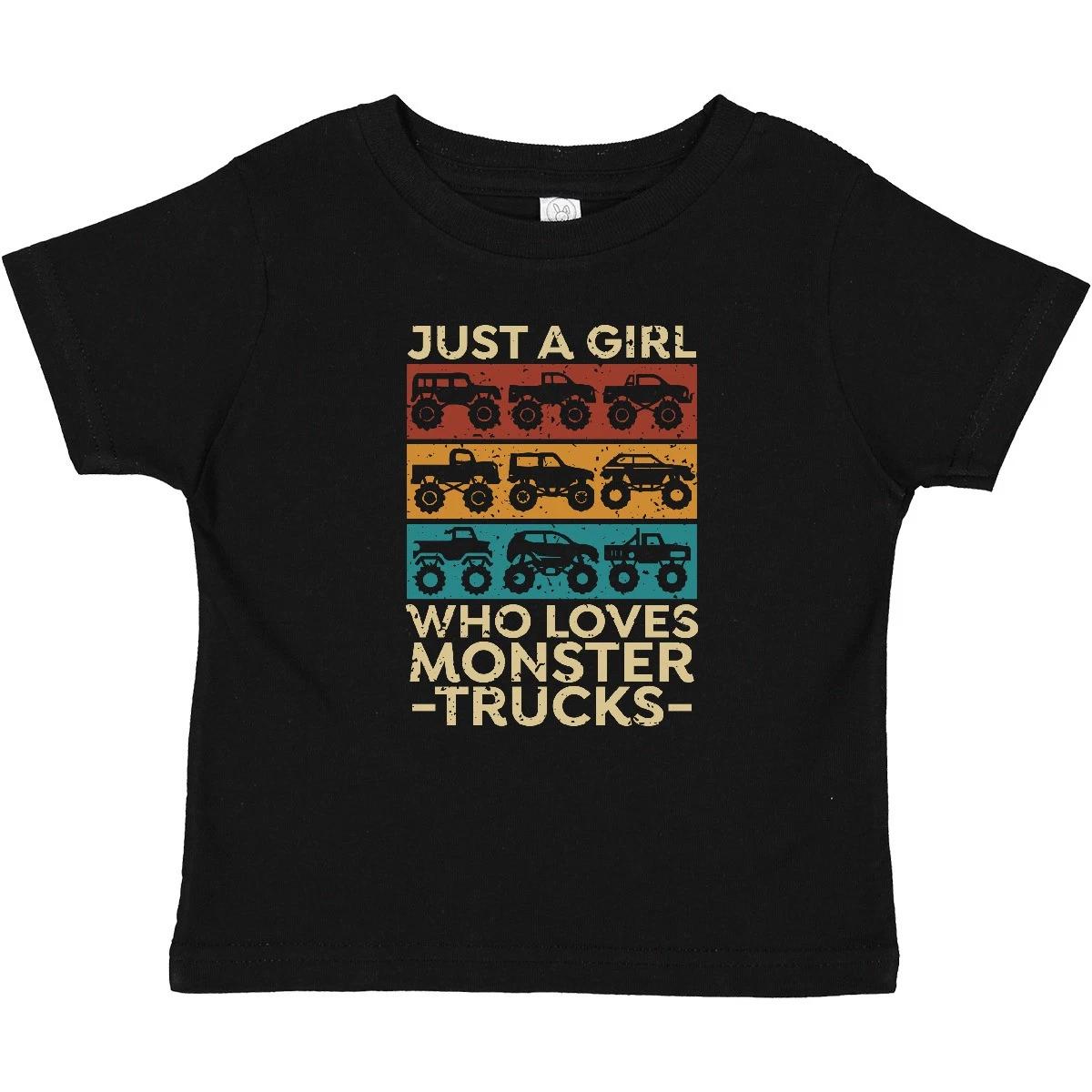Inktastic Just A Girl Who Loves Monster Trucks Baby T-Shirt Infant Tees Shower 120