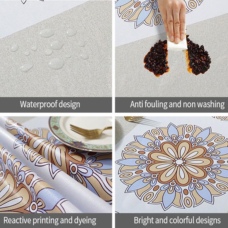 Nordic Rectangular PVC Tablecloth Waterproof Stain Resistant Bohemian Party Table Cover