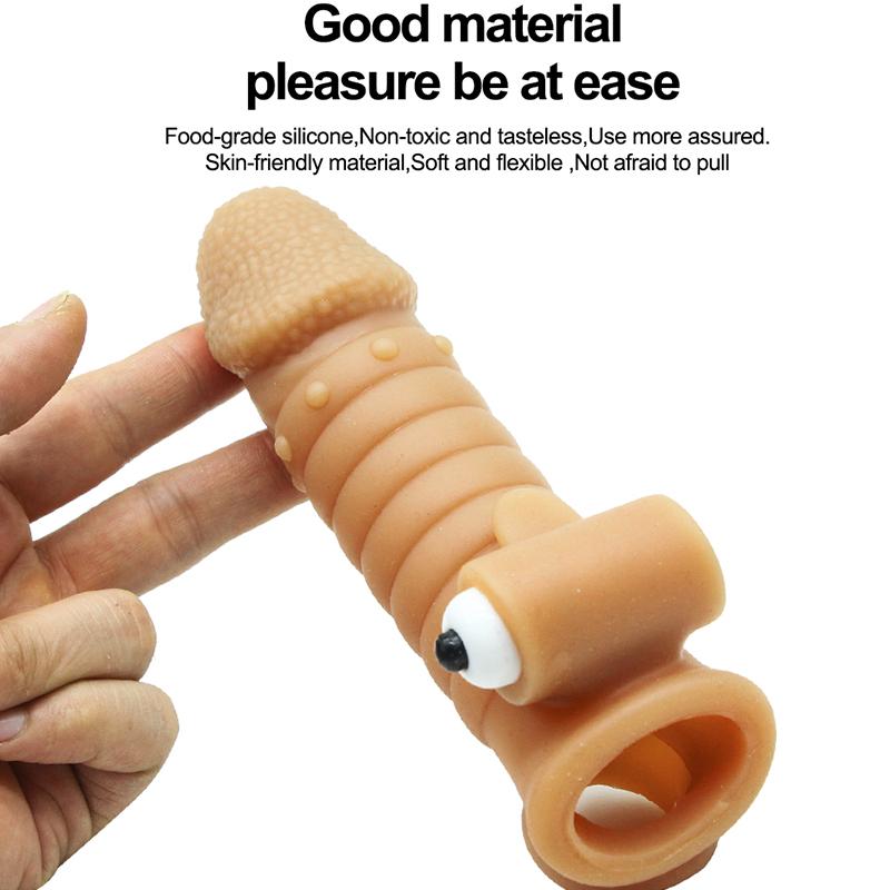 Realistic Condoms For Men Reusable Penis Sleeve For Male Extender Dildo Enhancer Enlargement Condom Male Cock Sex Toys