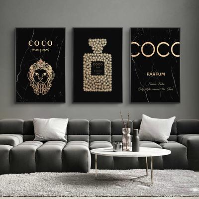 Luxury Gold Abstract Perfume Canvas Poster Printing Wall Art Picture Living Room Modern Painting