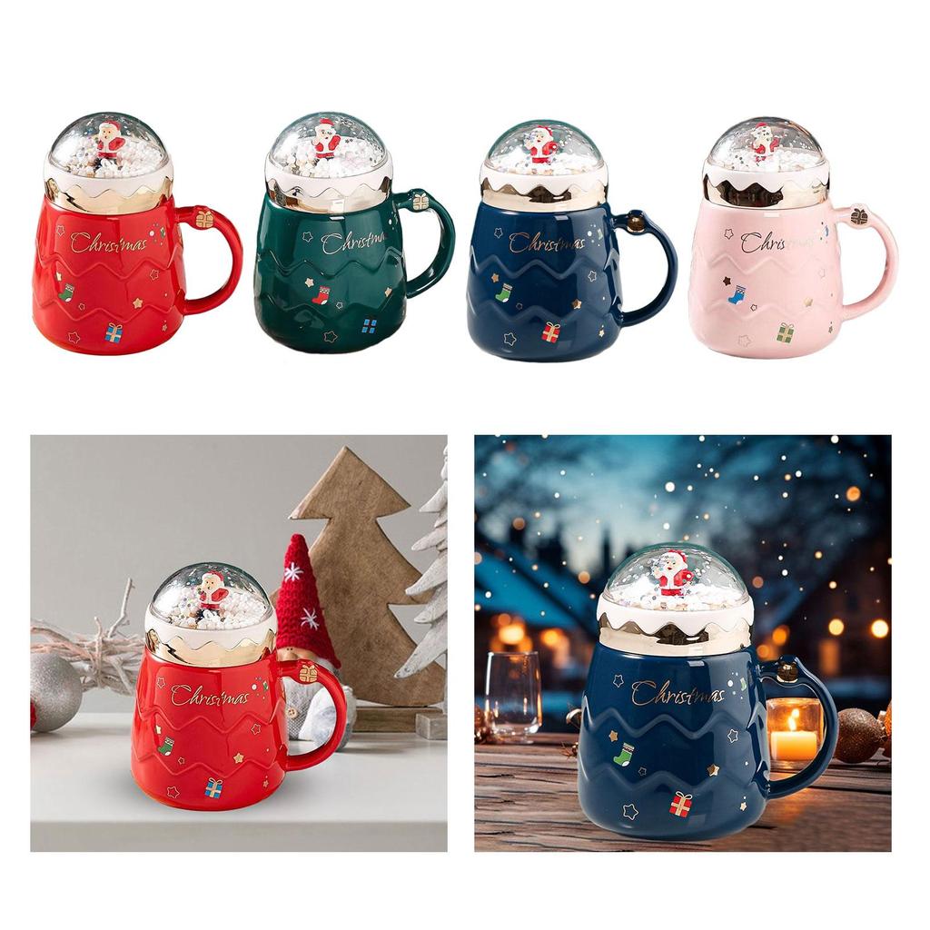Christmas Ceramic Mug Novelty Mug with Lid Decorative Drinkware Christmas Coffee Mug Xmas Mug for Kids Adults Boys Girls