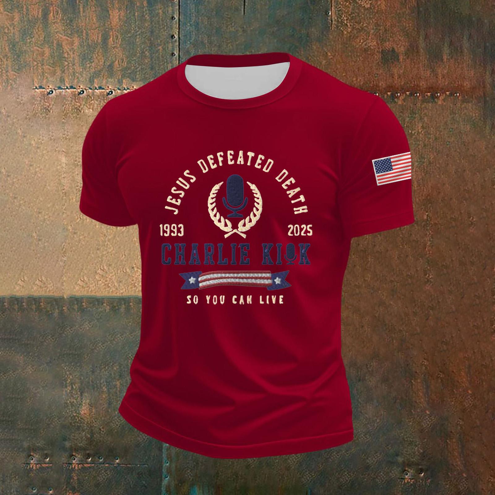 

Мужская футболка с коротким рукавом с принтом Мужская свободная повседневная футболка с коротким рукавом L красный