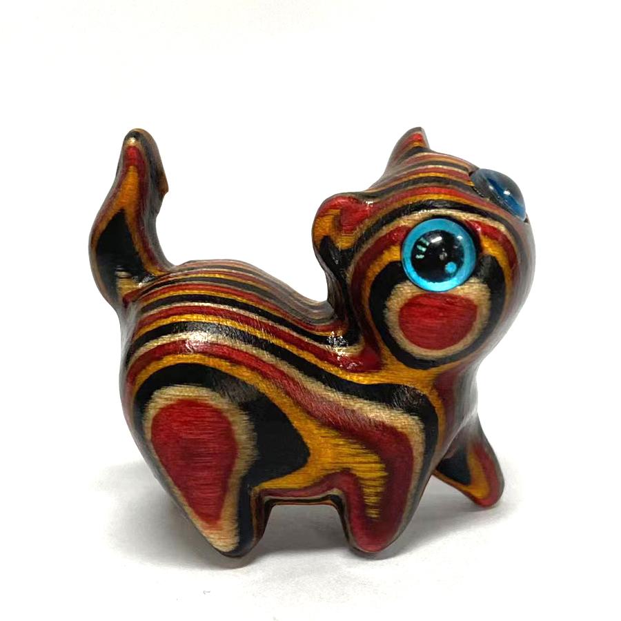 Figuras en miniatura, adorno de gato, lindo gato de madera de colores, accesorios de escritorio para oficina, decoración del hogar, regalo, actividad, recuerdos