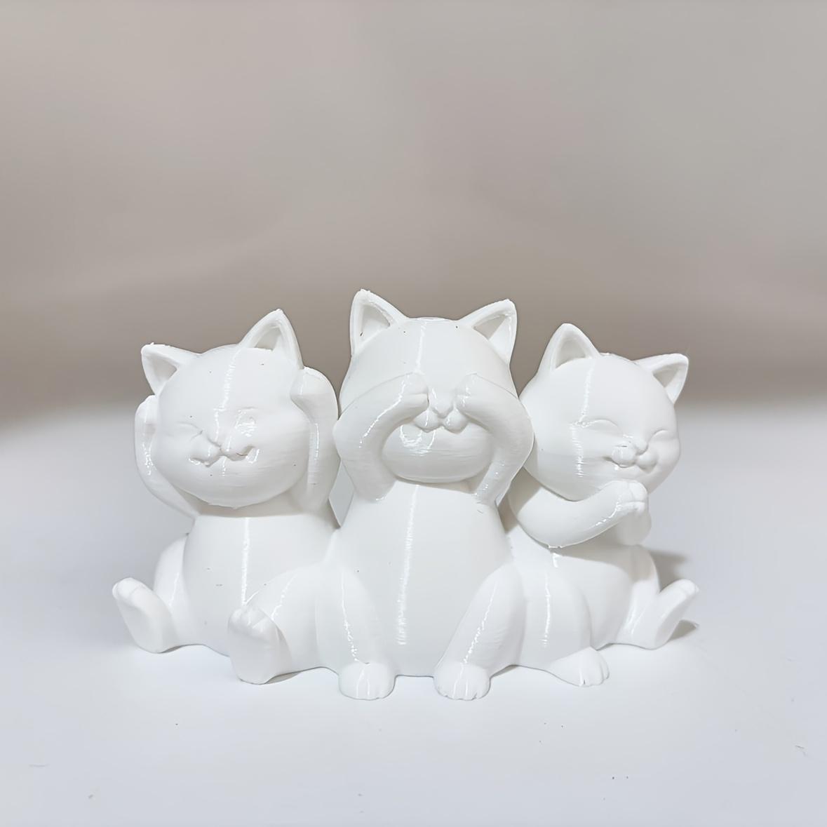 Three No Cat Decorations, Three Funny Conjoined Cat Statue Ornaments, Do Not Smell, Do Not See, Do Not Say  cats, Car Ornaments