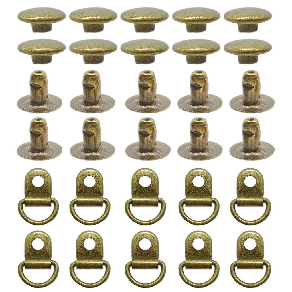 10 Set Shoelace Hook with D-Ring Buckle Shoe Leather DIY Rivet Tool