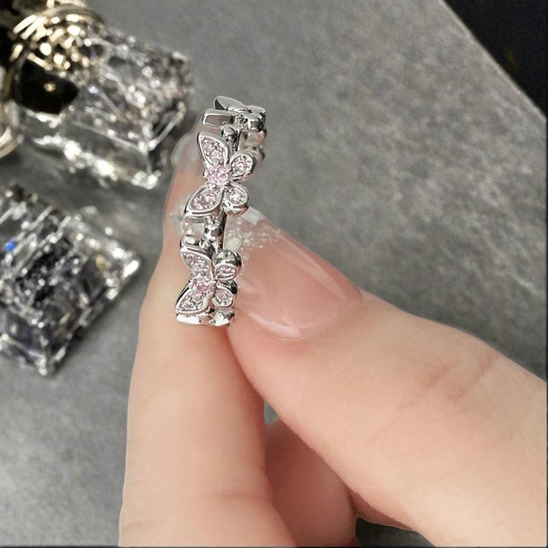 New Super Fairy Flash Diamond Colored Butterfly Zir*****Pen Ring Niche High-End Light Luxury Accessories