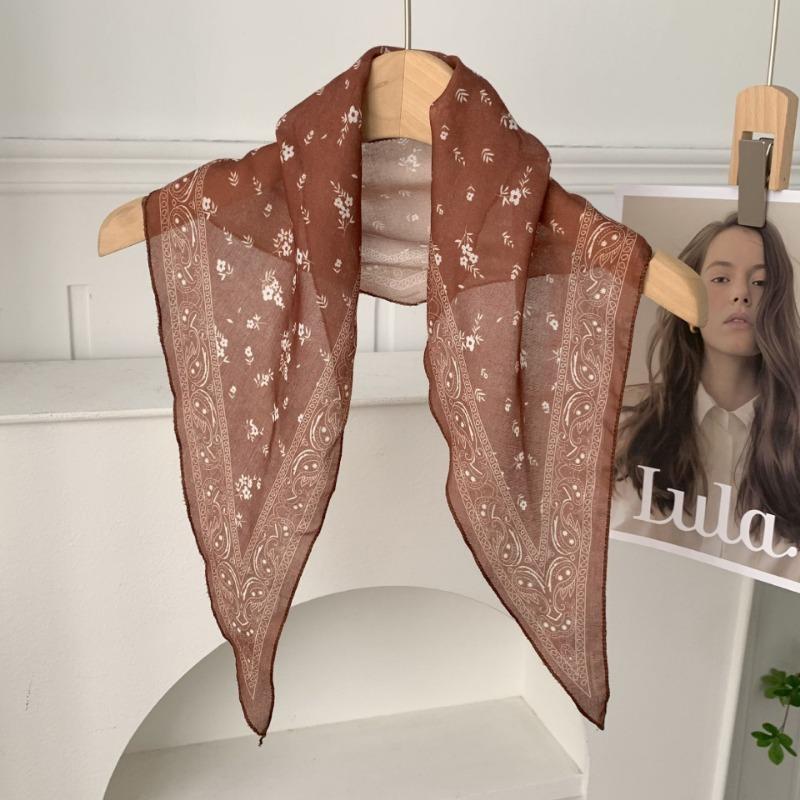 Cashew Flower Silk Scarf, Scarf, New Retro Headscarf, Headband, Jeans, Waist Accessories, Triangular Scarf, Waist Fart Curtain.