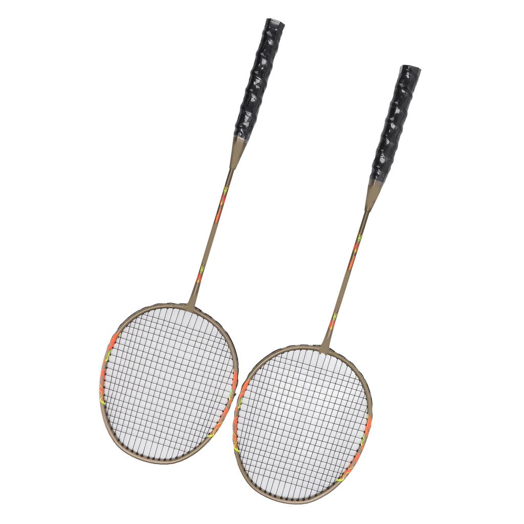 Set di 2 Racchette da Badminton Leggere in Lega di Ferro Monopezzo con Borsa portaoggetti per Principianti