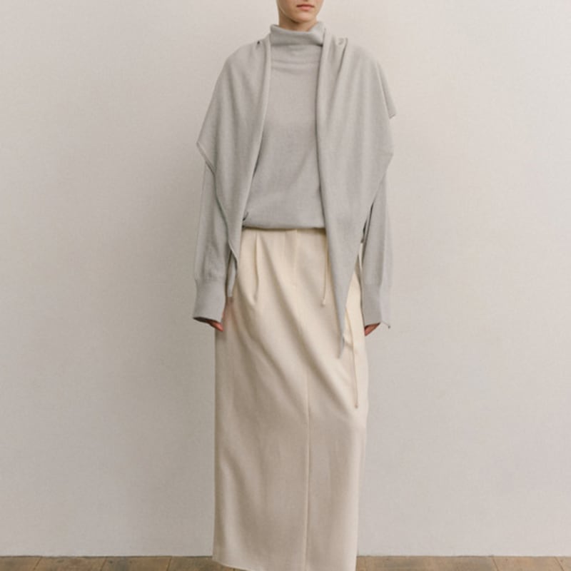 Ovbeige SOFT CASH WOOL KNIT SHAWL_MUTED BLUE