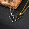 Geometric Triangular Black Agate Pendant Necklace,Stainless Steel Natural Stone Necklace for Men, Minimalist Trendy Jewelry Gift