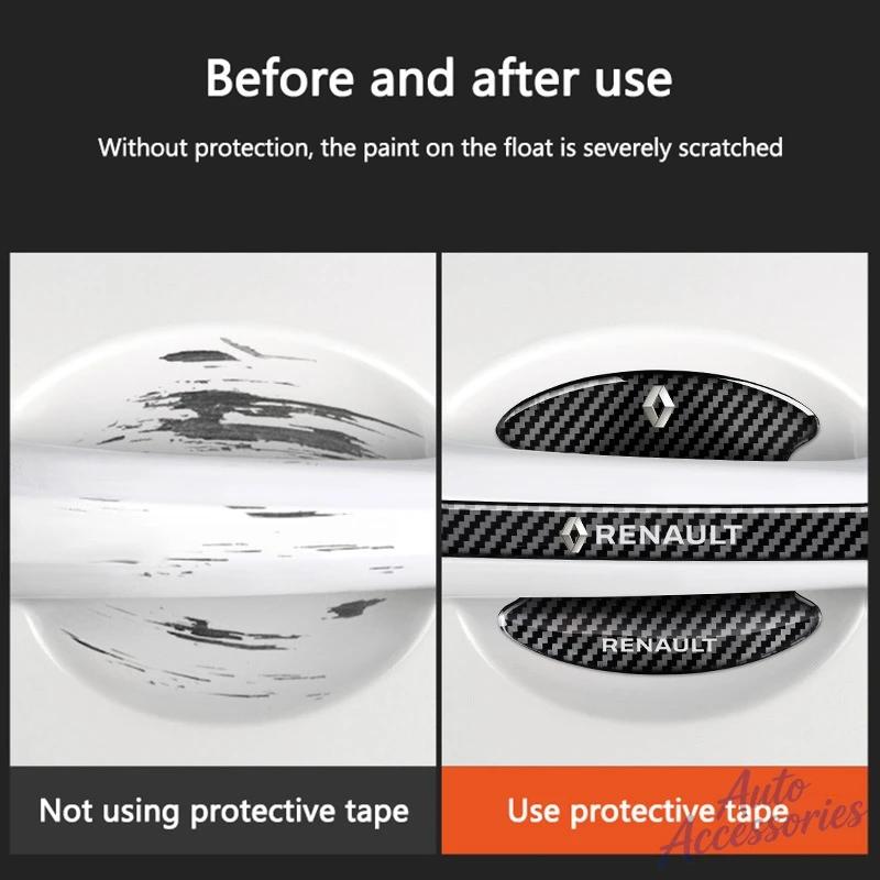 4/8Pcs Car Door Handle Bowl Scratch Protective Sticker Carbon Fibre For Renault Dacia Megane 2 Duster Logan Captur Clio Laguna 3 R777